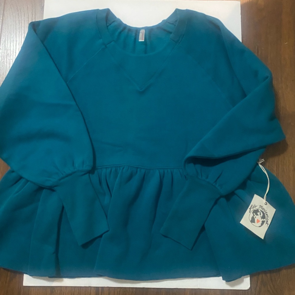Free People Teal Peplum Top